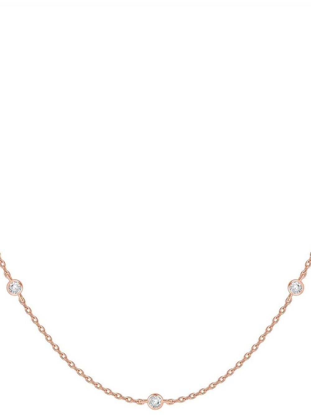 14K Gold Plated Station Necklace - Simulated Diamond Layering Necklaces - Womens